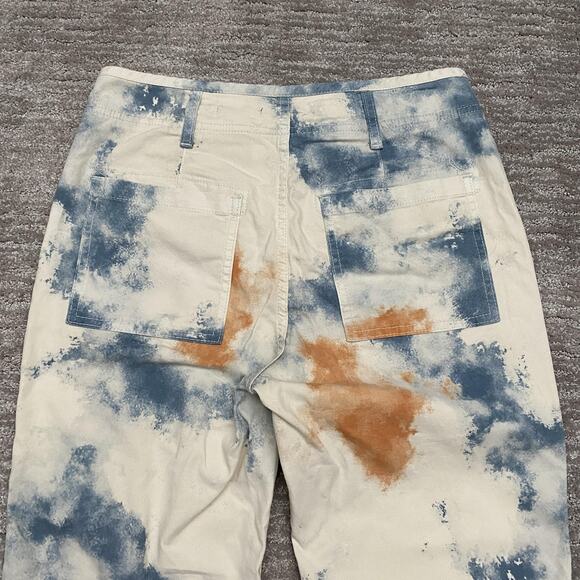 Pilcro Pants Womens 28 Cream Blue Rust Tie Dye The Wanderer Button Fly Utility - Picture 5 of 16